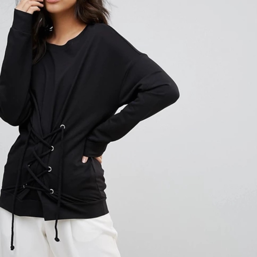 Vera Moda Corset Detailed Black Pullover Sweater